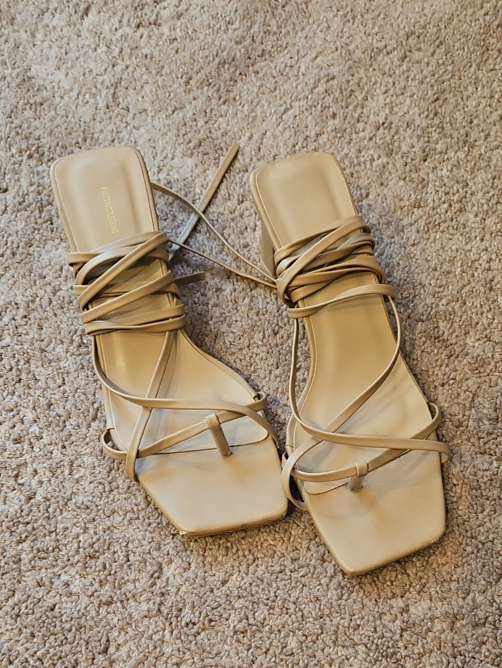 Neutral Lace-Up Strappy Sandals - Women